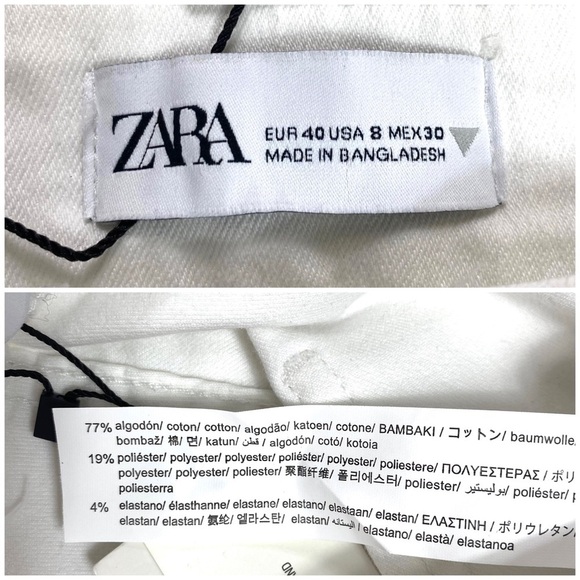 ZARA High Rise Full Length Skinny Flare Jeans in White Size 8 New with Tags - Picture 6 of 10